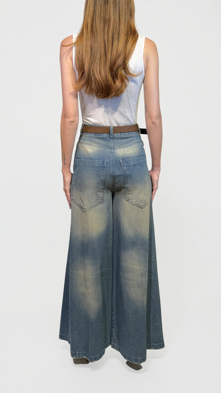 TENSIONE IN - DENIM PALAZZO EFFETTO SCOLORITO