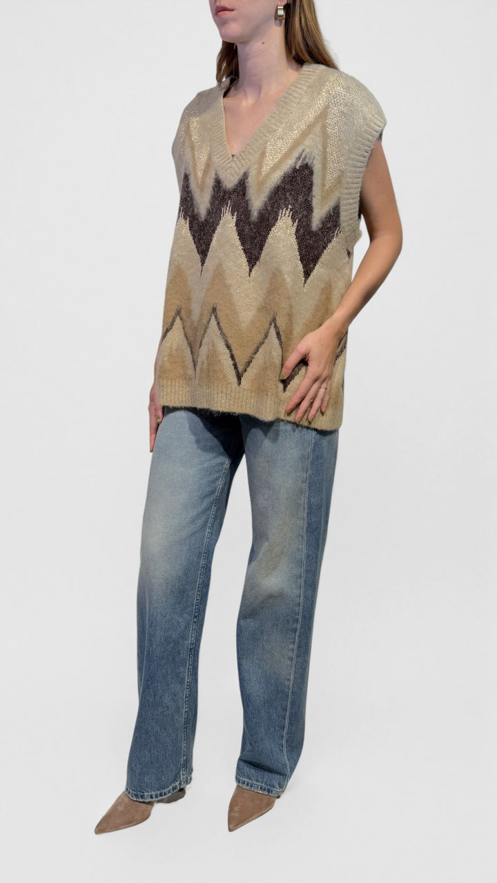TENSIONE IN - GILET IN MAGLIA CHEVRON