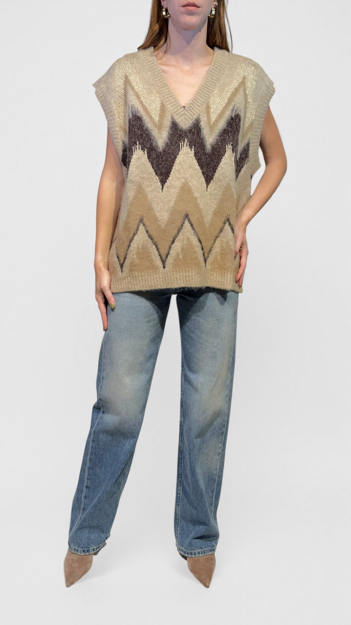 TENSIONE IN - GILET IN MAGLIA CHEVRON