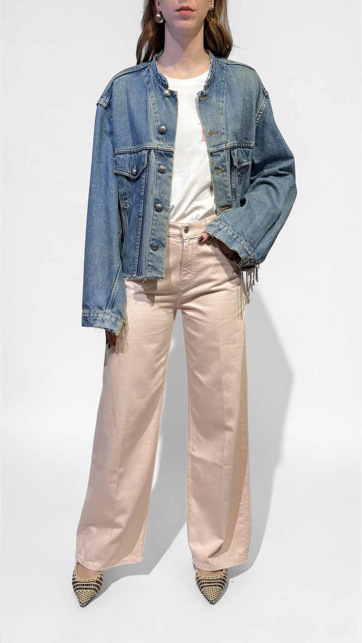 TENSIONE IN - GIACCA DENIM INSERTI TULLE E PAILLETTES