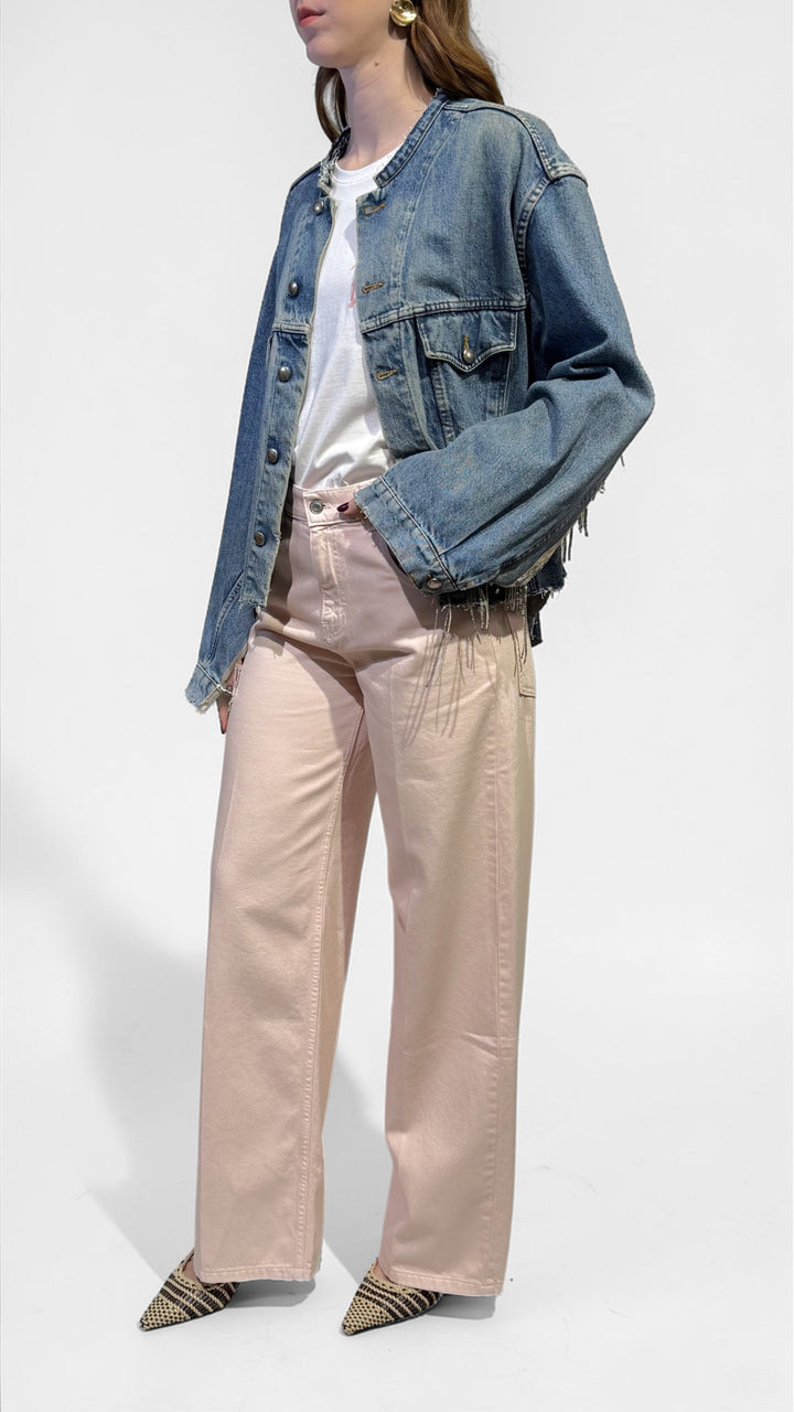 TENSIONE IN - GIACCA DENIM INSERTI TULLE E PAILLETTES