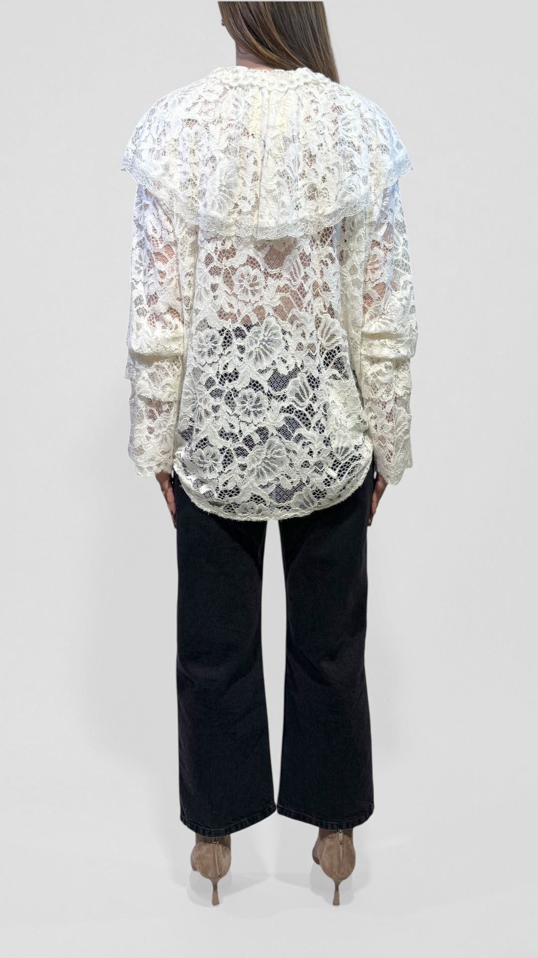 TENSIONE IN - CAMICIA IN PIZZO AGUGLIATO CON BALZA