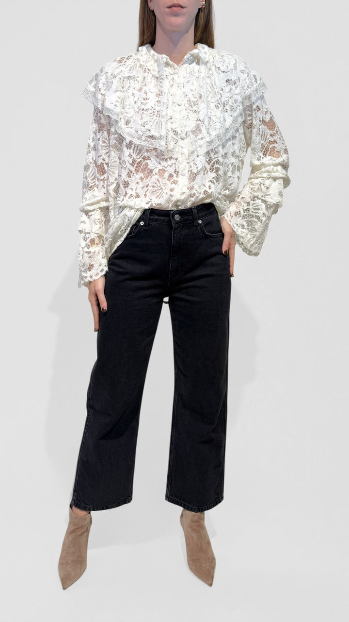 TENSIONE IN - CAMICIA IN PIZZO AGUGLIATO CON BALZA