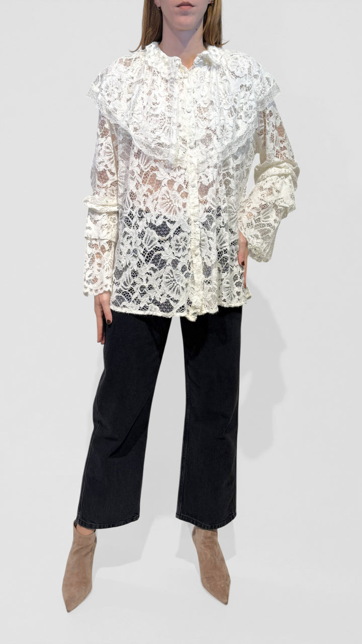 TENSIONE IN - CAMICIA IN PIZZO AGUGLIATO CON BALZA