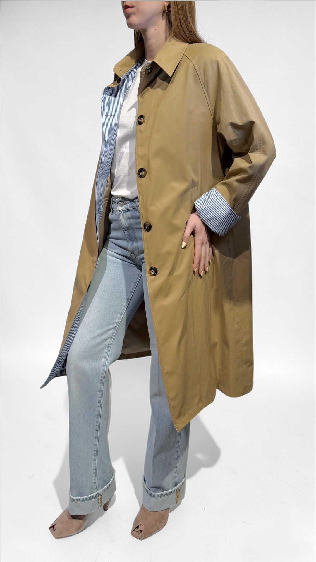 TENSIONE IN - TRENCH CON POPELINE RIGATO