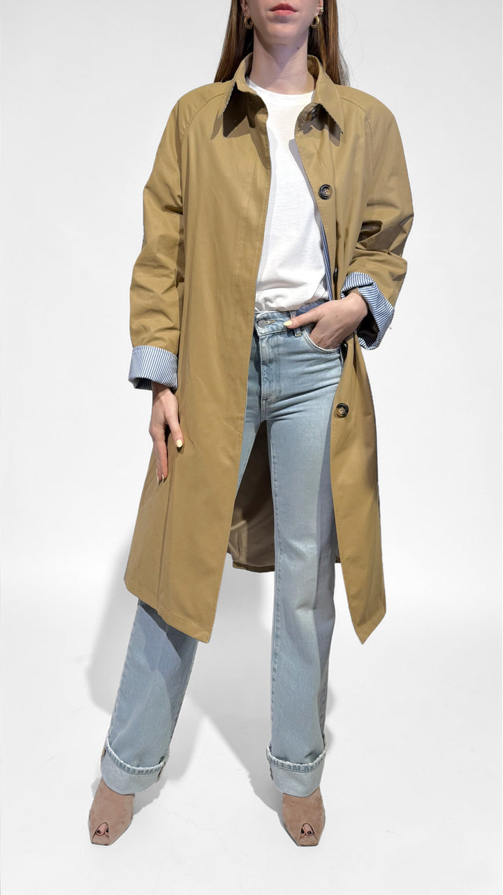 TENSIONE IN - TRENCH CON POPELINE RIGATO