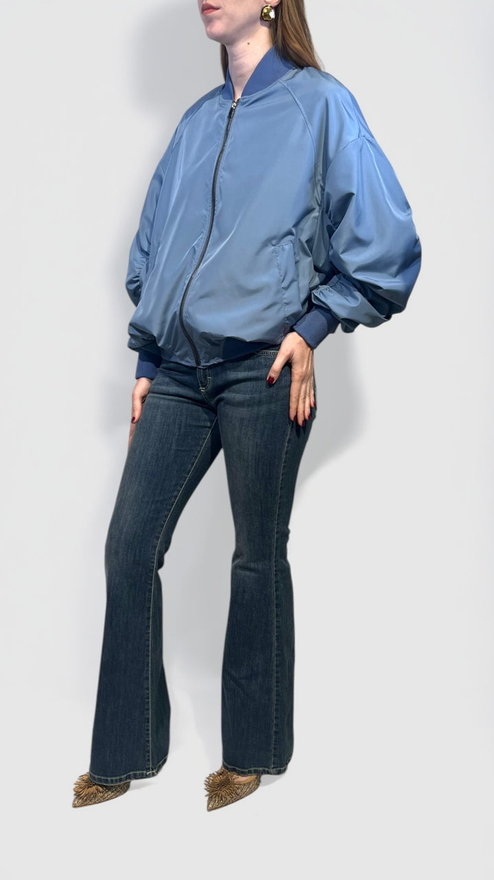 VICOLO - BOMBER ACETATO CON MANICA ARRICCIATA