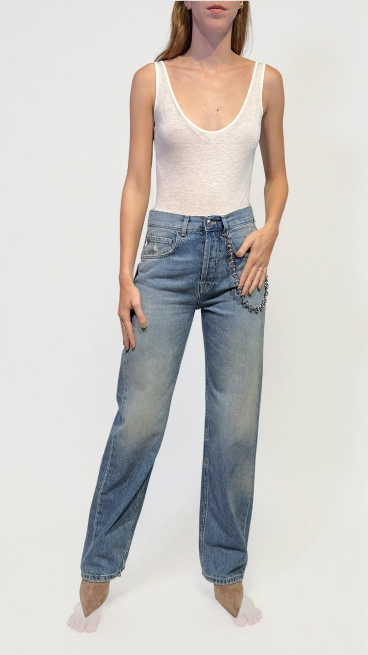 VICOLO -  DENIM STRAIGHT CON CATENA