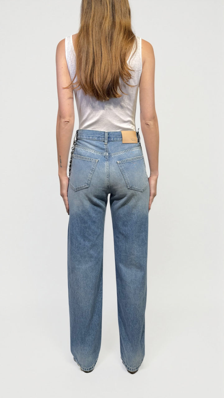 VICOLO -  DENIM STRAIGHT CON CATENA