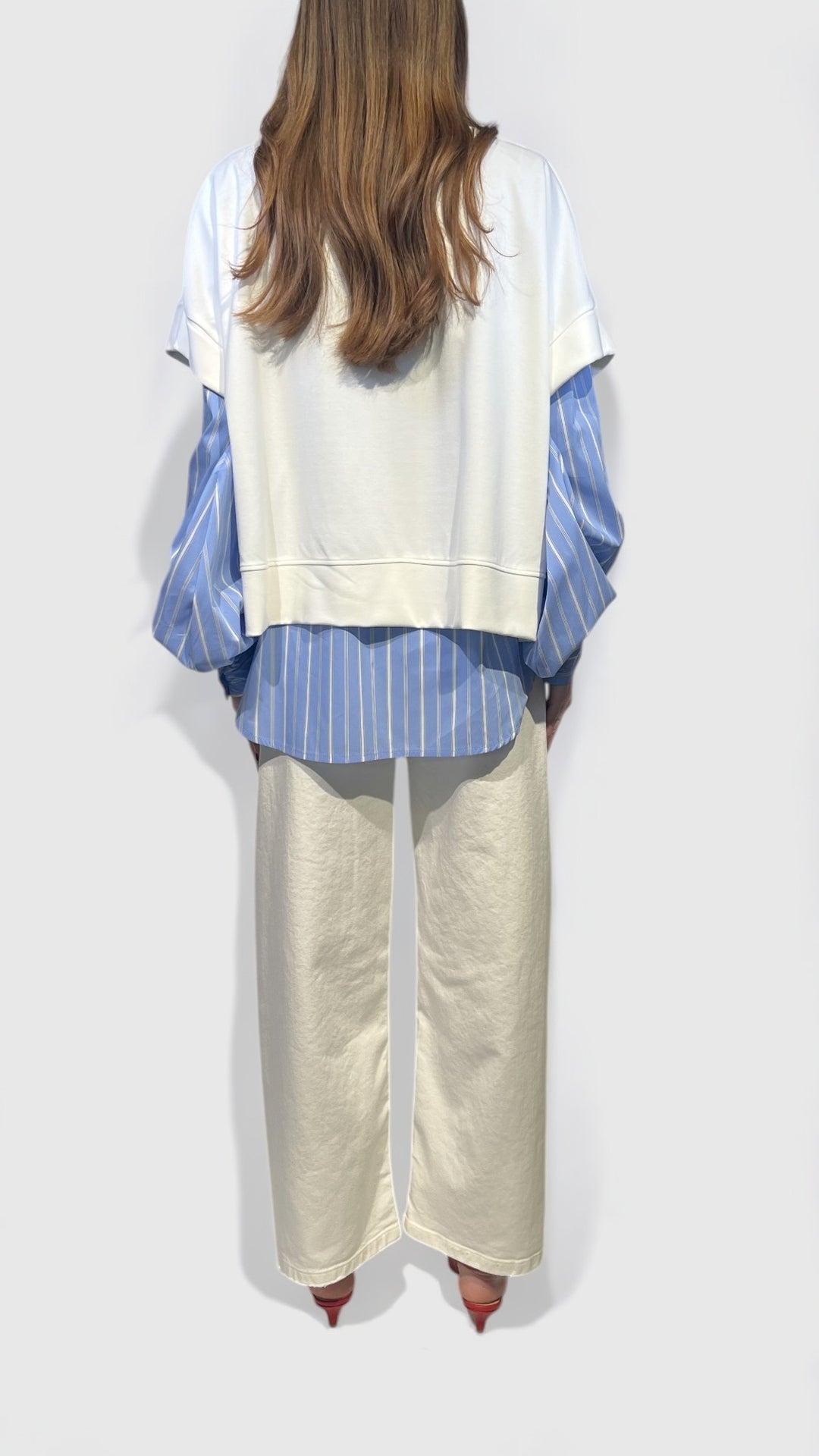 MOTEL - FELPA CON CAMICIA A RIGHE