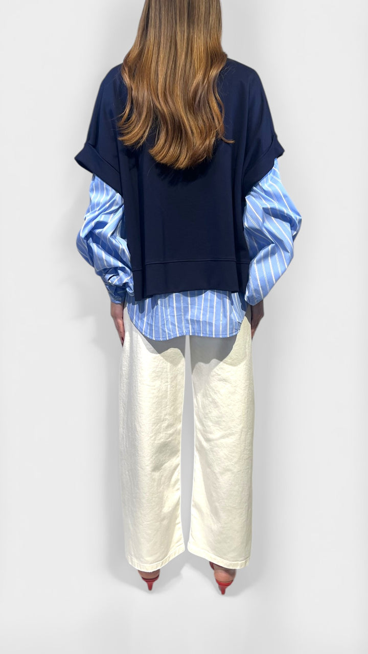 MOTEL - FELPA CON CAMICIA A RIGHE