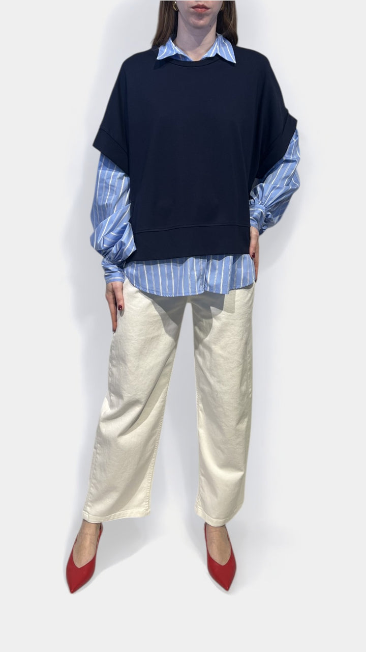 MOTEL - FELPA CON CAMICIA A RIGHE