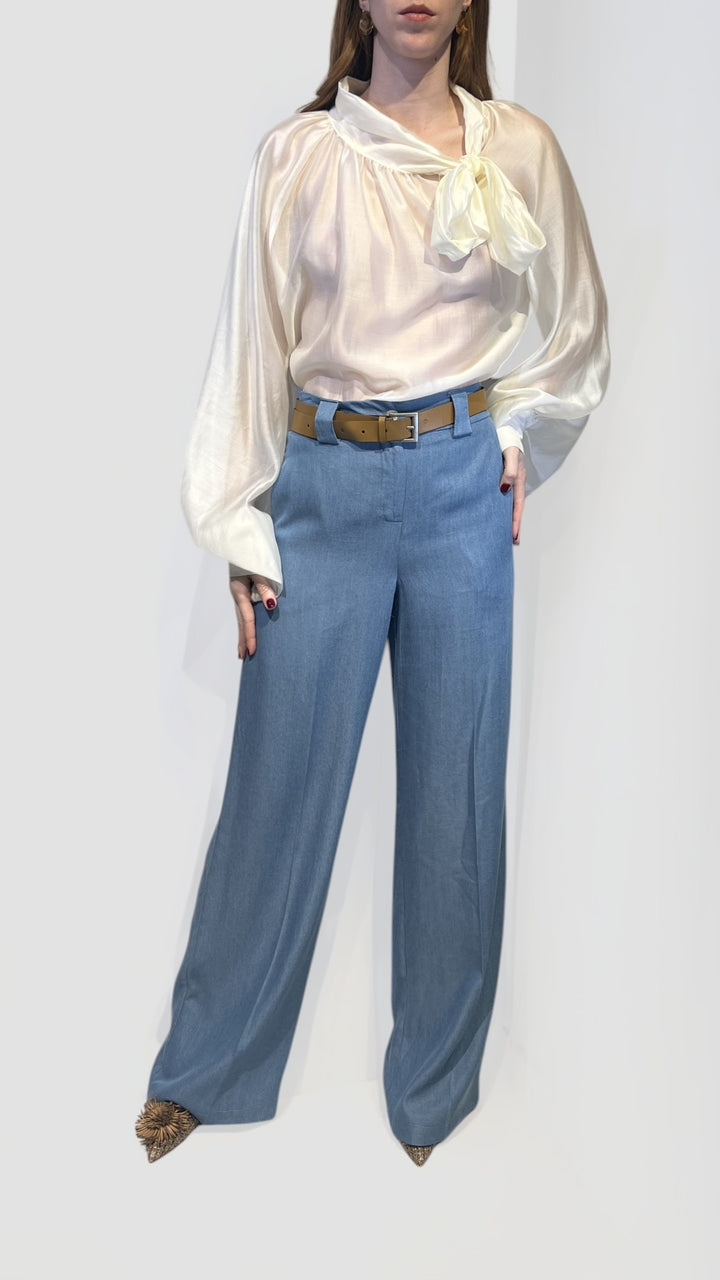 VICOLO - CAMICIA COLLO A CRATERE CON FIOCCO