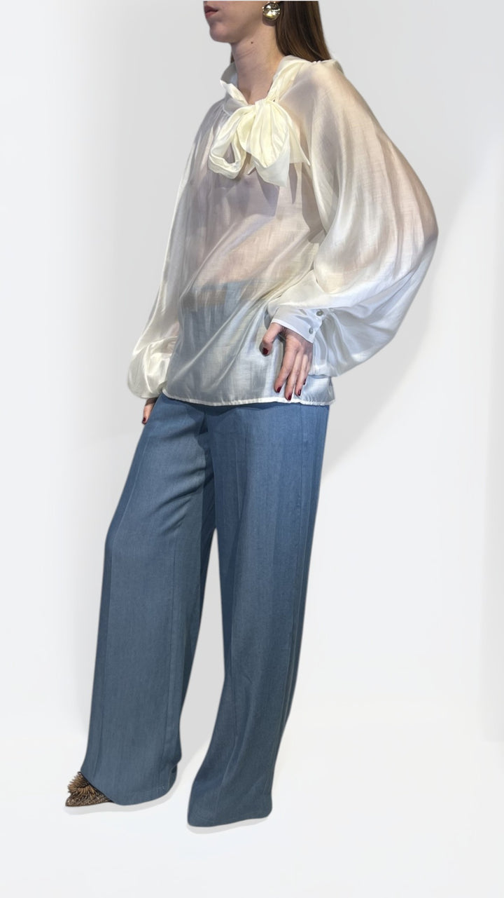 VICOLO - CAMICIA COLLO A CRATERE CON FIOCCO