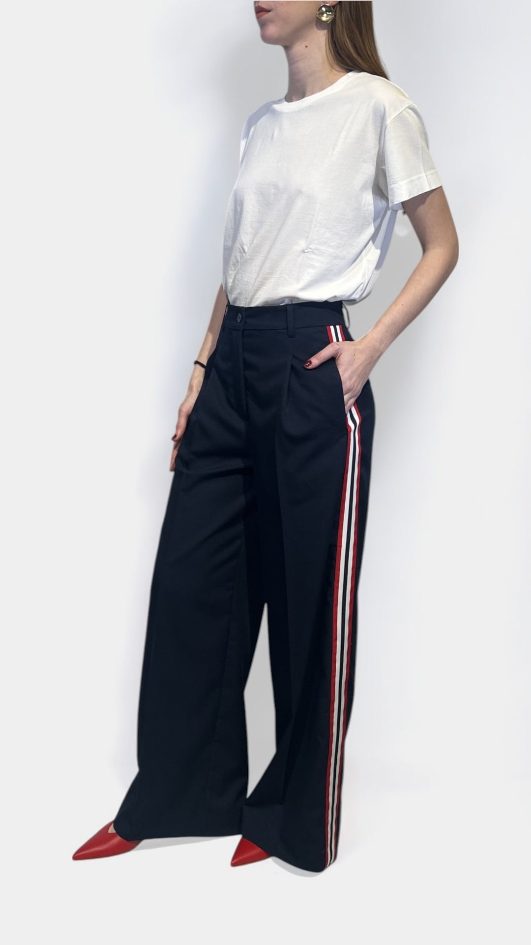 VICOLO - PANTALONE PALAZZO CON PINCES