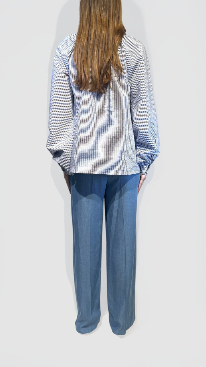 VICOLO - CAMICIA COLLO A CRATERE CON FIOCCO A RIGHE