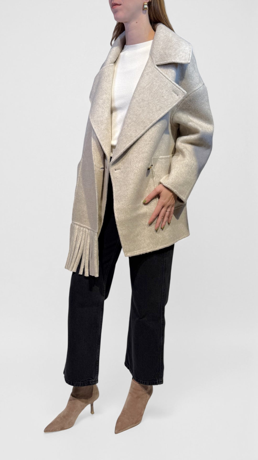 VICOLO -  CAPPOTTO CORTO CON SCIARPA FRANGE