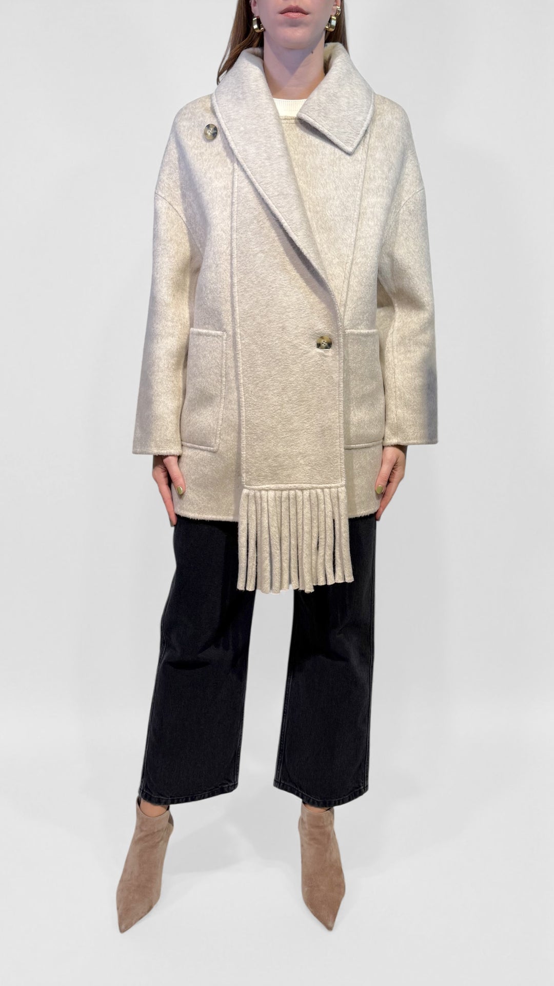 VICOLO -  CAPPOTTO CORTO CON SCIARPA FRANGE