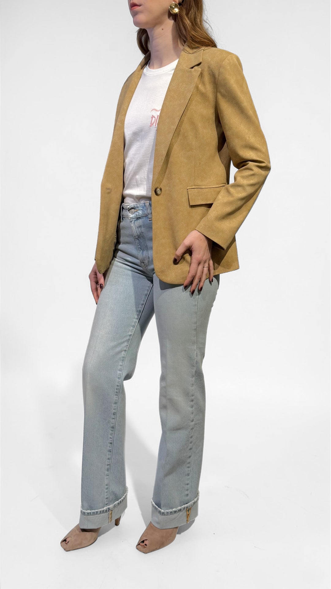 TENSIONE IN - BLAZER MONOPETTO EFFETTO PELLE