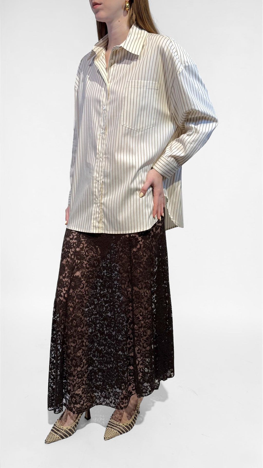 TENSIONE IN - CAMICIA POPELINE A RIGHE