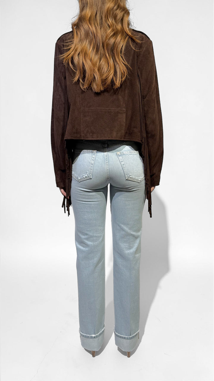 VICOLO - CHIODO IN VERA PELLE CON FRANGE