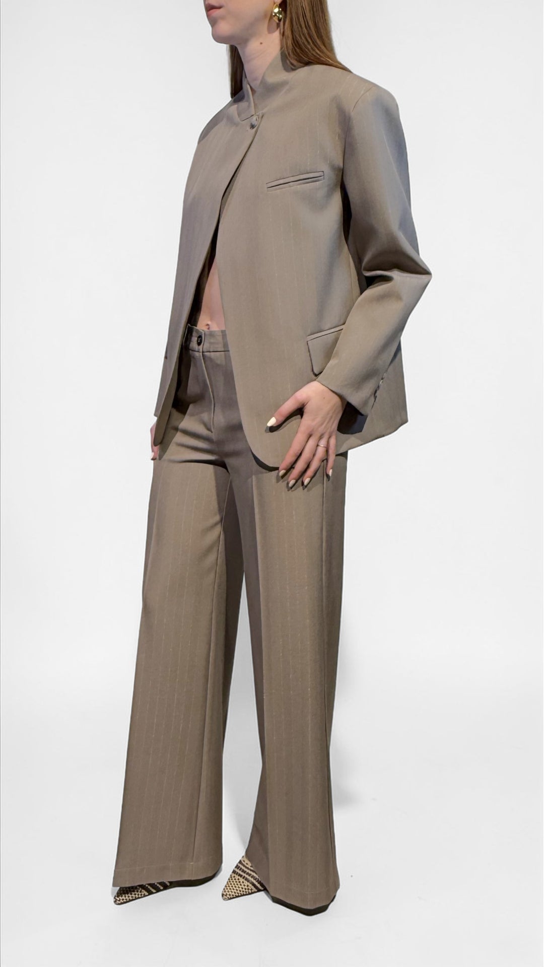 VICOLO - COMPLETO GIACCA OVER CHIUSURA KIMONO GESSATO